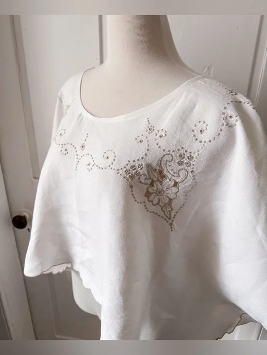 Handmade 🪡 🧵 Upcycled Vintage Linen Breezy Top - Picture 6 of 7